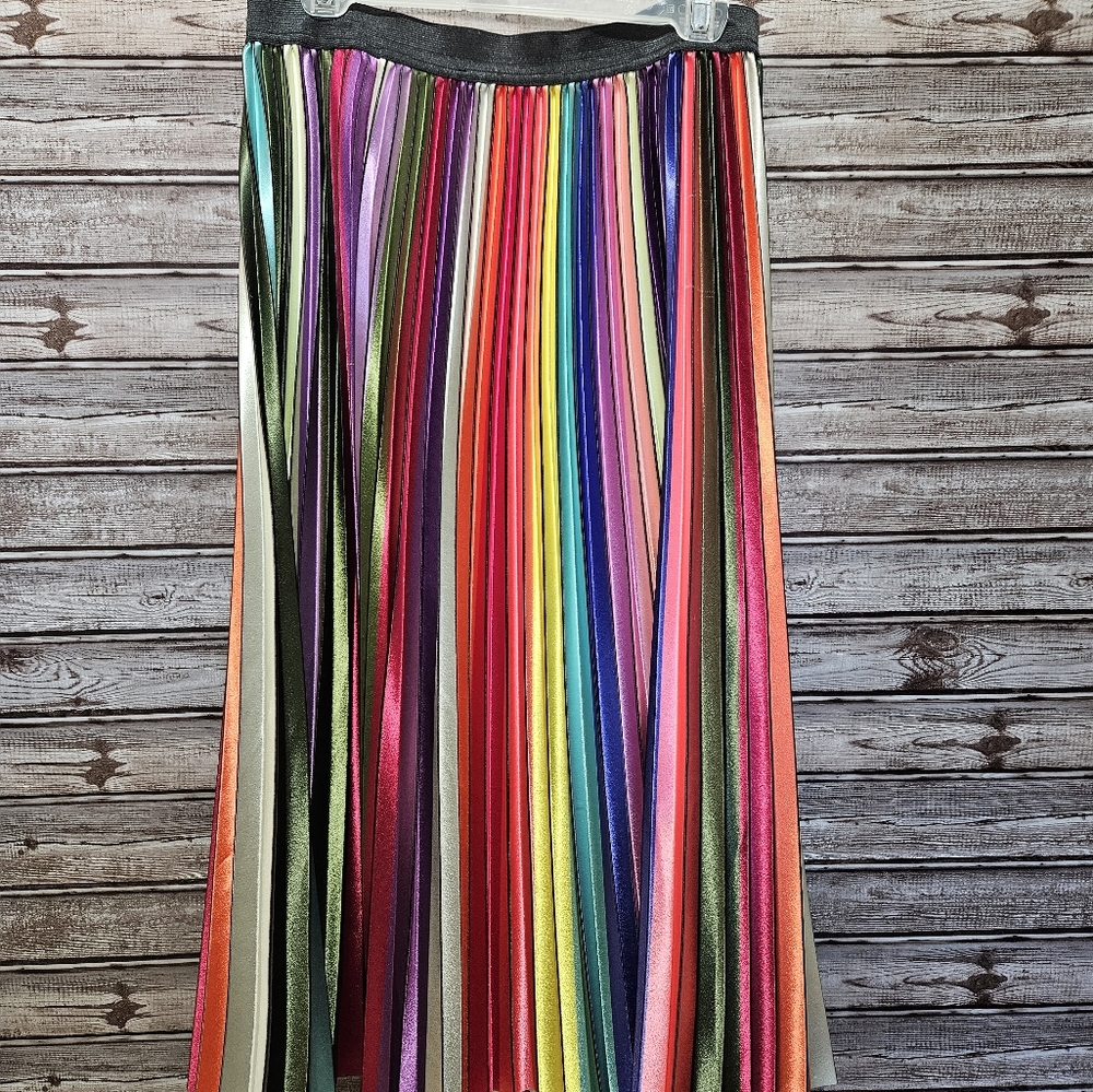 Unique Vintage Multicolor Striped Maxi Skirt